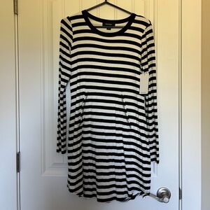 Karen Kane Striped Lined T Shirt Dress New with Tags Black and White Womens XS
